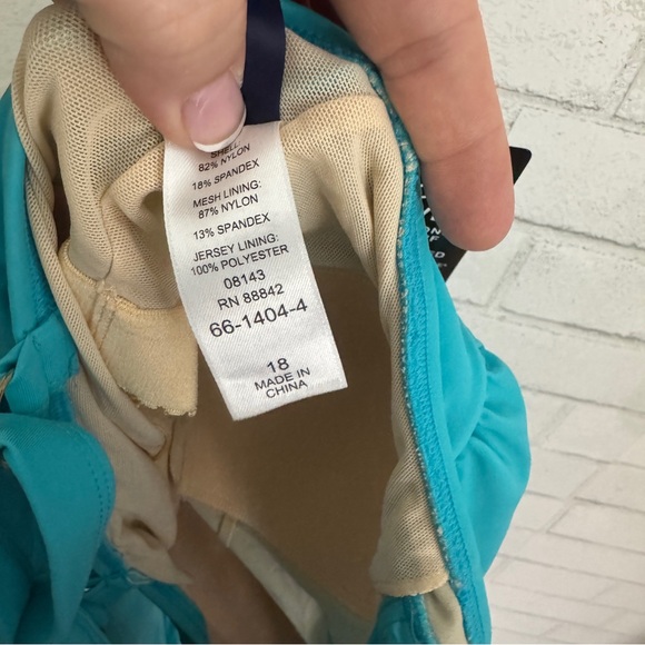 SWIMSUITS FOR ALL Teal Ruched Twist Front One-Piece Swimsuit - Picture 7 of 10